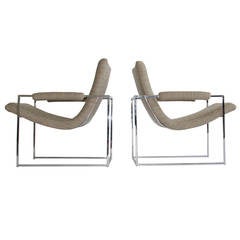 Pair of Petite Milo Baughman Chrome Lounge Chairs 2