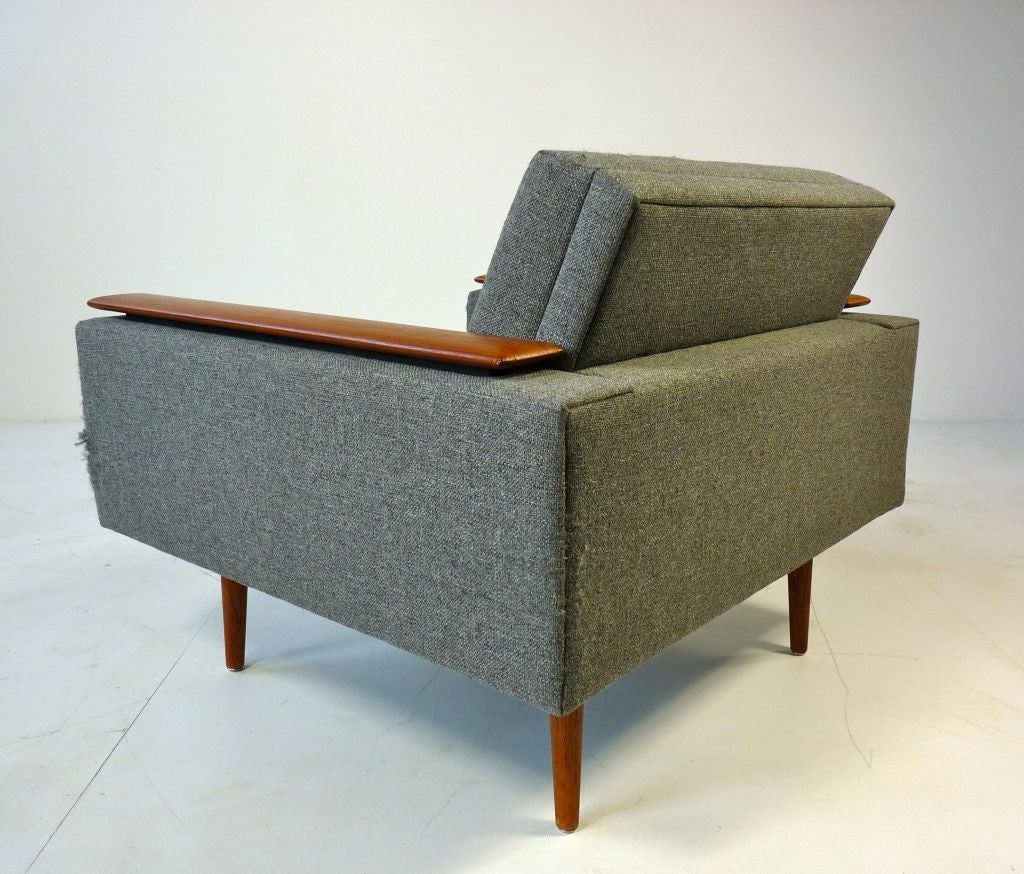 Fabric Danish Modern Sleek Low Lounge Chairs For Sale