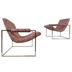 Pair Of Petite Milo Baughman Chrome Lounge Chairs