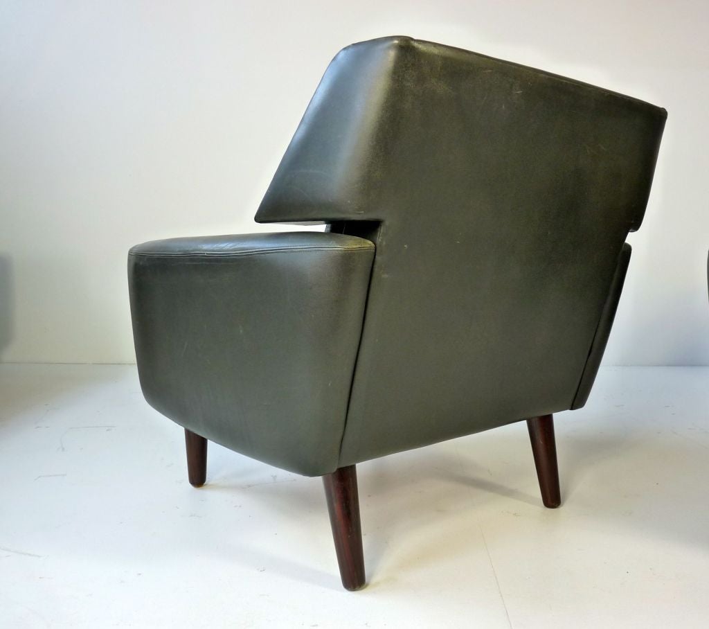 Pair of Danish Leather Lounge Chairs 2