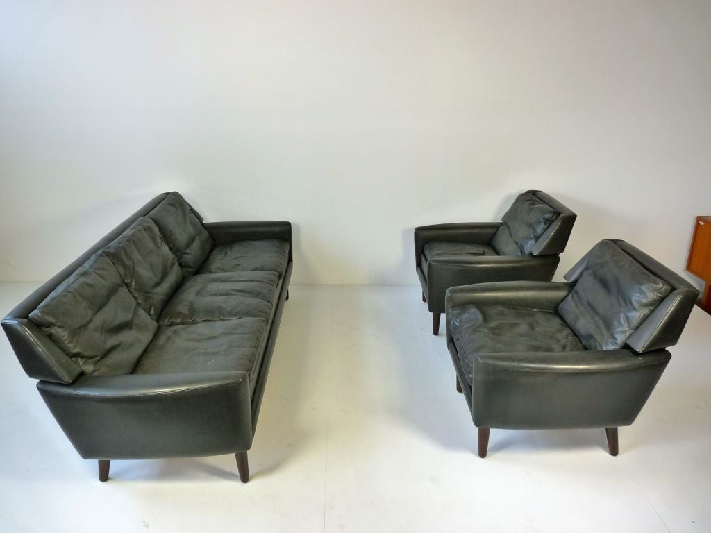Pair of Danish Leather Lounge Chairs 4