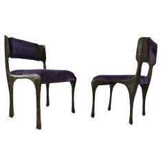 Pair Of Paul Evans Sculpted Bronze Chairs