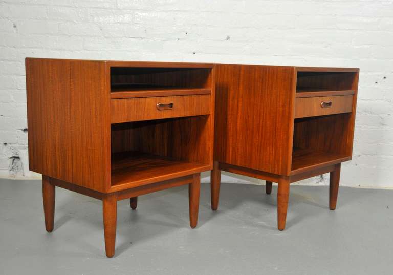 Danish Teak Night Stands In Excellent Condition In Turners Falls, MA