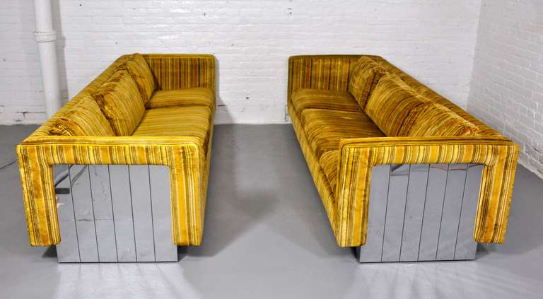 Pair of 1970's floating sofas with chrome sides. 
Price is for the pair but would consider selling individually