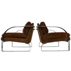 Sculptural Chrome Frame Lounge Chairs