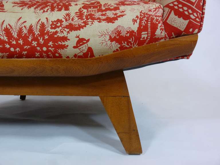 Mid-20th Century Pair of Mid Century Lounge Chairs with Vintage Chinoiserie Fabric