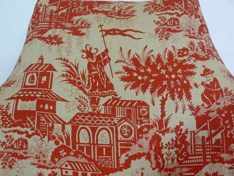 Pair of Mid Century Lounge Chairs with Vintage Chinoiserie Fabric 2