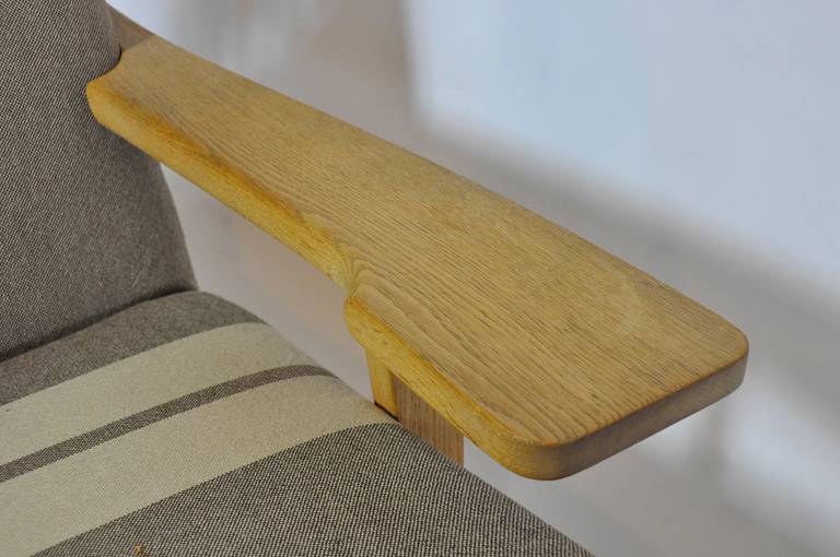 Pair of Wide Arm Lounge Chairs and Ottoman by Hans Wegner In Good Condition In Turners Falls, MA