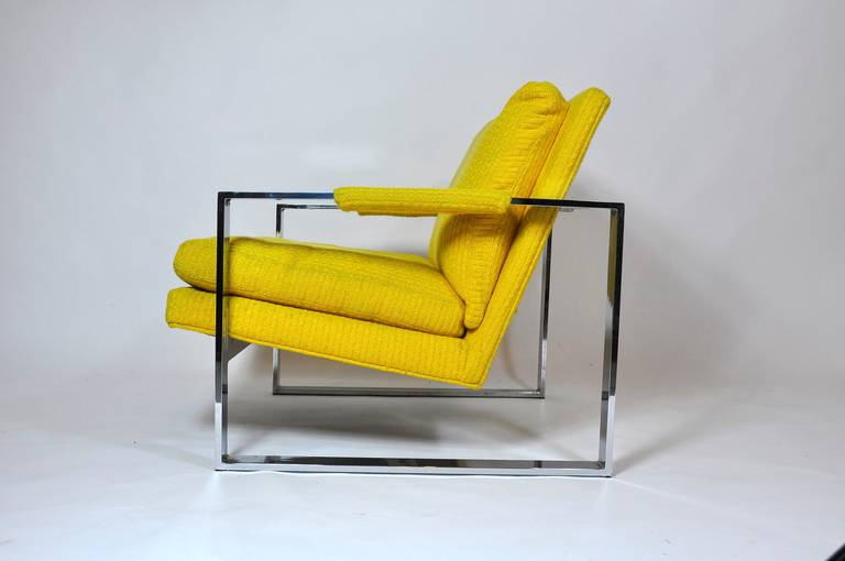 Mid-Century Modern Pair of Milo Baughman Chrome Frame Lounge Chairs For Sale