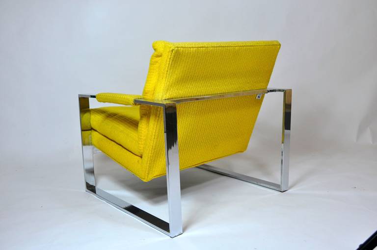 Pair of Milo Baughman Chrome Frame Lounge Chairs In Good Condition For Sale In Turners Falls, MA