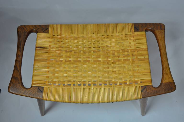 Mid-Century Modern Hans Wegner Cane Stool For Sale