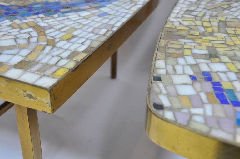 Brass Mosaic Tile-Top Coffee Tables