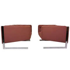 Rare Milo Baughman Cantilevered Lounge Chairs