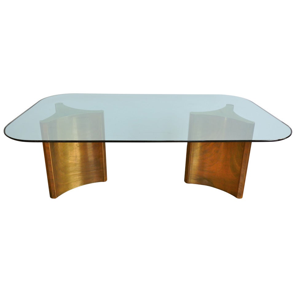 Mastercraft Double Pedestal Brass Dining Table