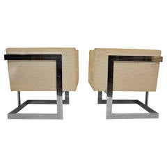 Pair of Milo Baughman Petit Cube Chairs