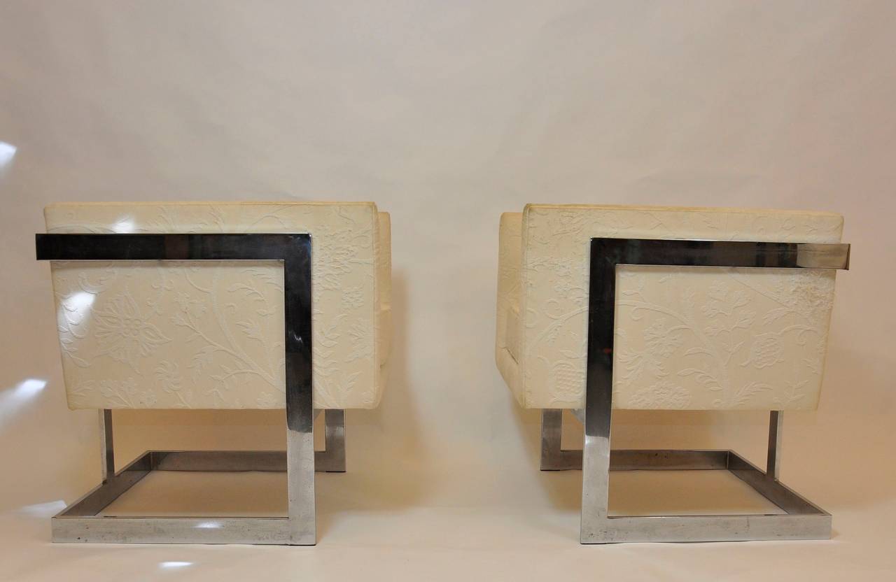 Pair of Milo Baughman Petit Cube Chairs