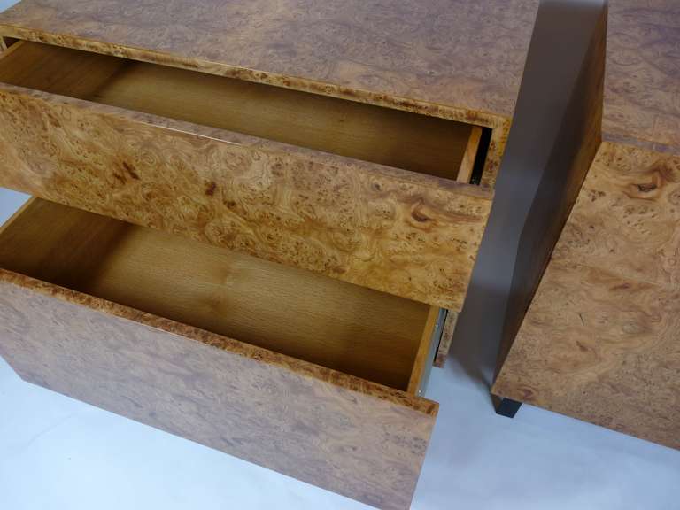 20th Century Pair Burl Wood Dressers