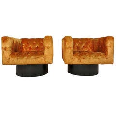 Pair of Swivel Cube Lounge Chairs