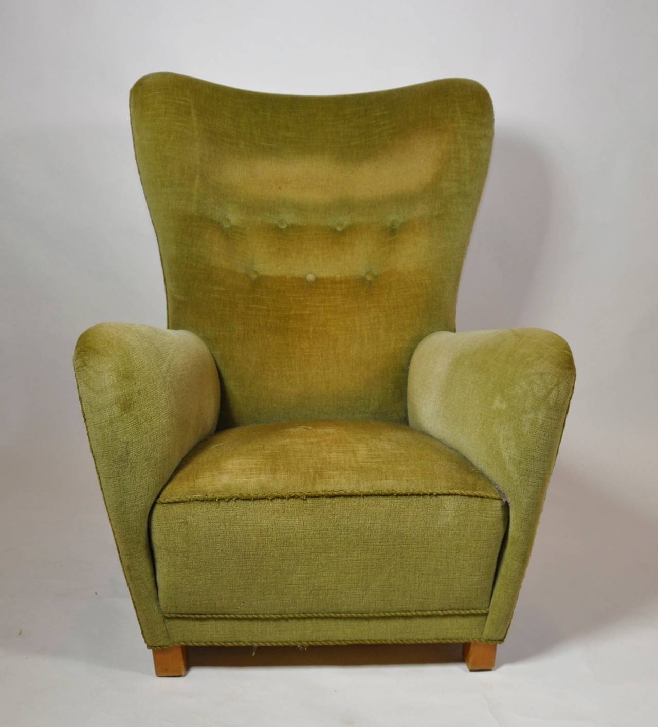20th Century Fritz Hansen High Back Lounge Chair For Sale