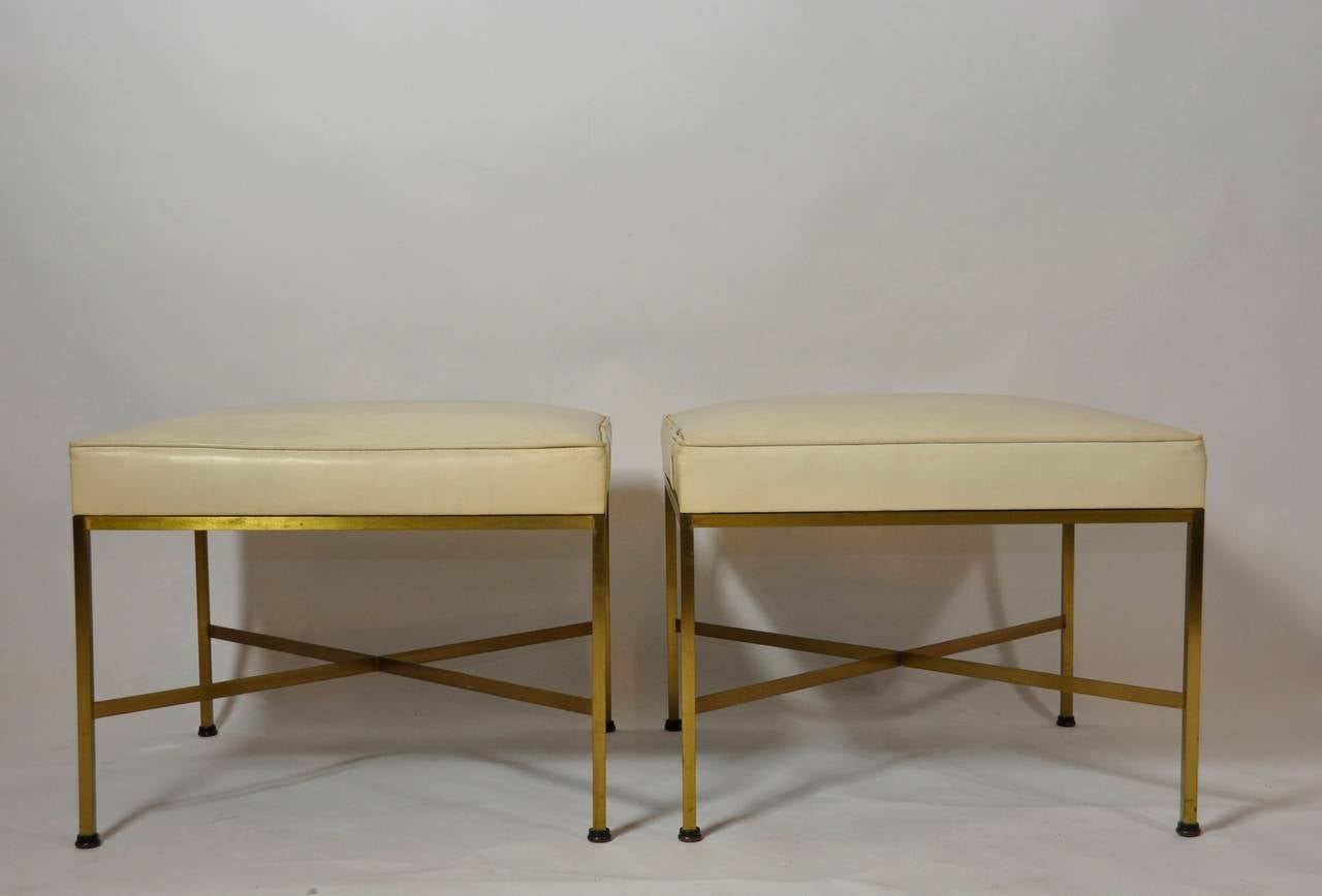 Pair of Brass Stools by Paul McCobb
