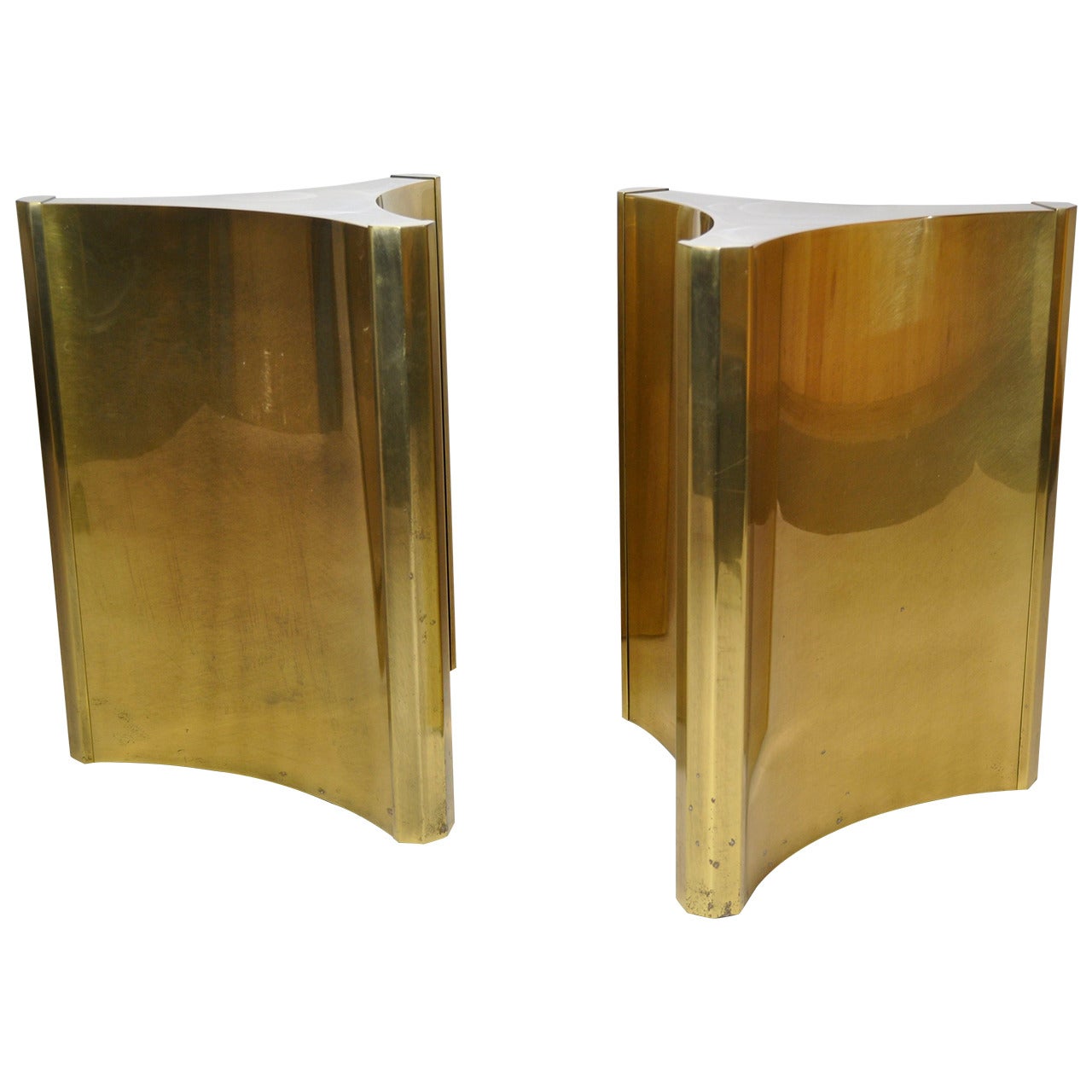 Pair of Mastercraft Brass Dining Table Pedestals