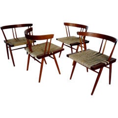 Set of four George Nakashima Grass Seat Chairs