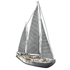 Vintage Sterling Silver Sailboat Model