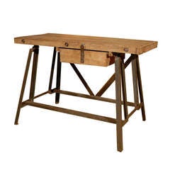 Antique Industrial Table with Drawer