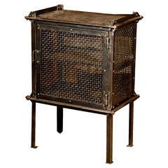 Antique Reclaimed Industrial Cabinet with Mesh Sides