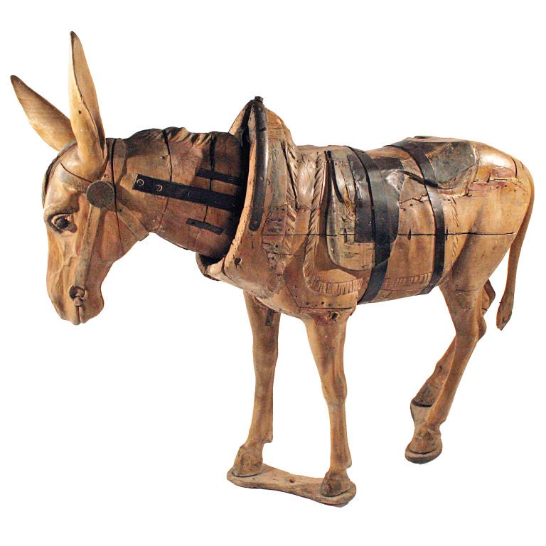 Lifesize 19th Century Bayol Carousel Nodding Donkey