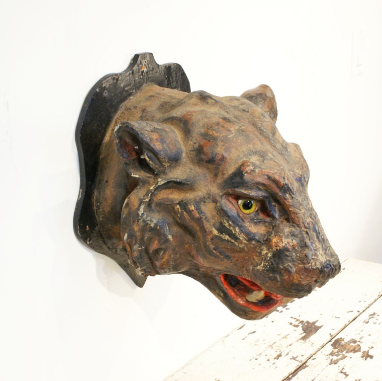 Papier Mâché Carnival Or Circus Glass Eyed Tiger Head