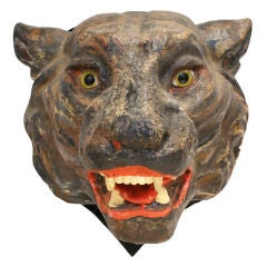 Antique Carnival Or Circus Glass Eyed Tiger Head