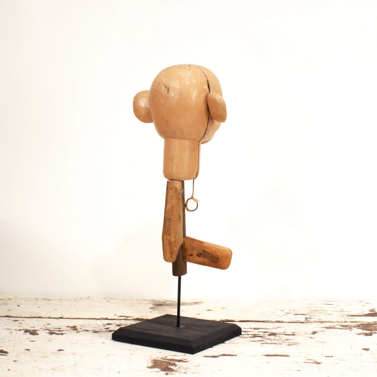 Folk Art Carved Wood Ventriloquist Dummy Head