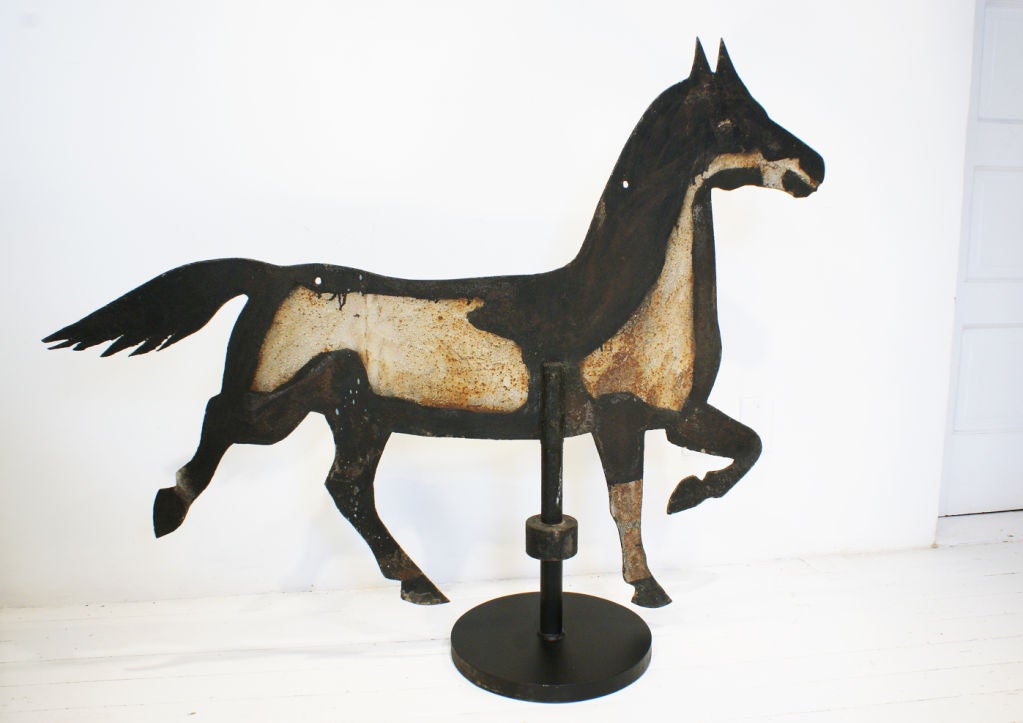 19th Century Gigantic Black and White Weathervane Horse