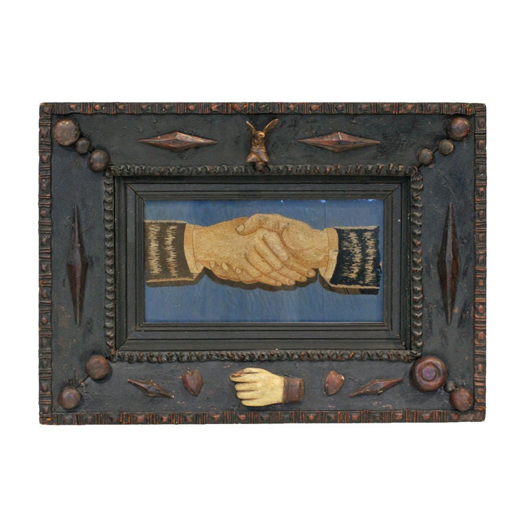 Large Odd Fellows Lodge Frame With Carved Wood Symbolic Pieces