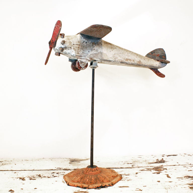 Carved Wood Folk Art Airplane, circa 1940s In Good Condition For Sale In Santa Monica, CA