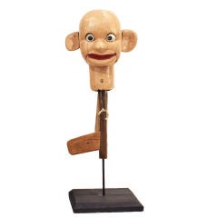 Vintage Carved Wood Ventriloquist Dummy Head