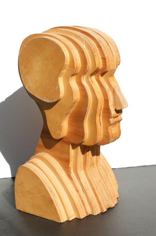 Busto abstracto de madera contrachapada de arte popular Arte popular en venta