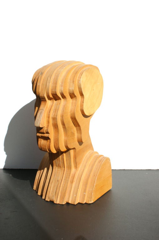 Busto abstracto de madera contrachapada de arte popular en venta 2