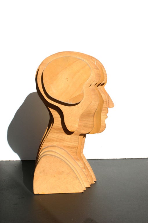 Busto abstracto de madera contrachapada de arte popular Estadounidense en venta