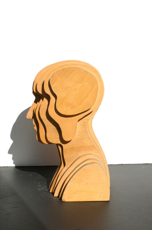 20th Century Abstract Folk Art Plywood Bust For Sale
