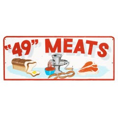Large Hand Painted "49 MEATS" Butcher Sign