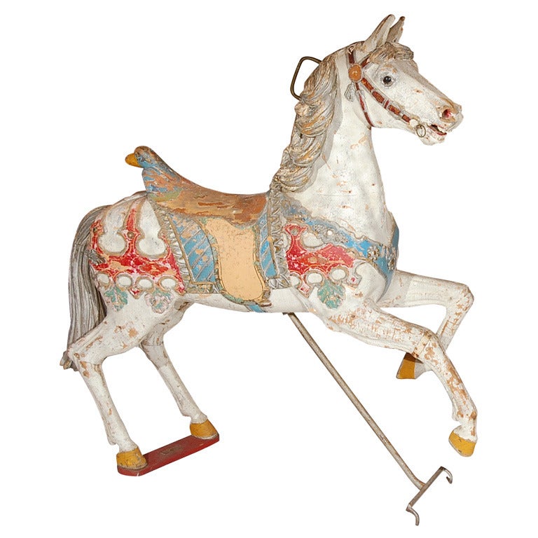 Wood Carved Carousel Horse with Original Park Paint