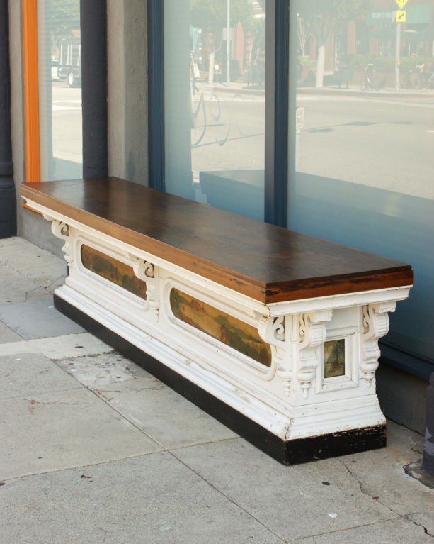 Large General Store Counter With Painted Folk Art Panels