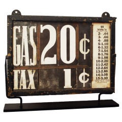 Vintage c. 1930's Gas Station Price Sign