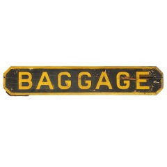 Used Railroad Station 'Baggage' Sign, circa 1900