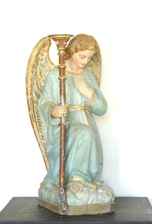 Other 19th Century Zinc Angel Kneeling on Clouds For Sale