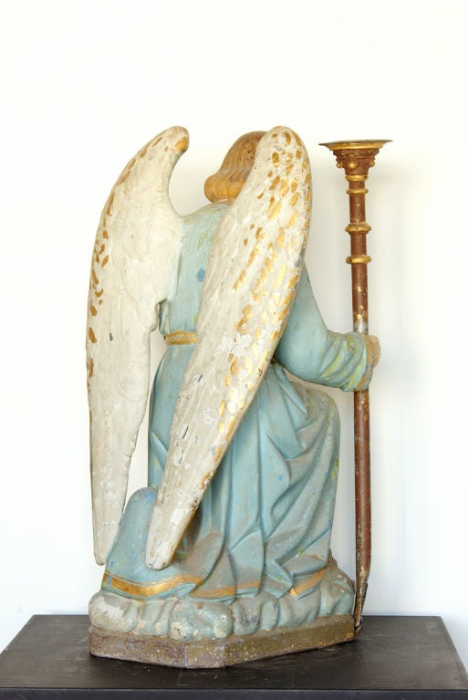 American 19th Century Zinc Angel Kneeling on Clouds For Sale