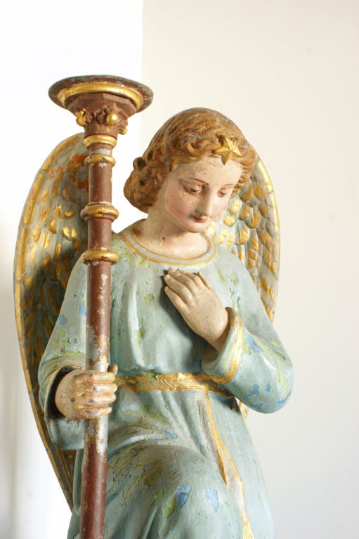 19th Century Zinc Angel Kneeling on Clouds For Sale 2