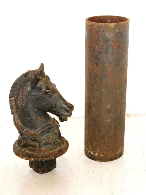 19th Century Cast Iron Horse Head Hitching Post For Sale at 1stDibs